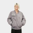 MADEEXTREME Autumn and Winter Simple Style Solid Color Loose Street Retro Thin Bomber Jacket Coat for Men and Women