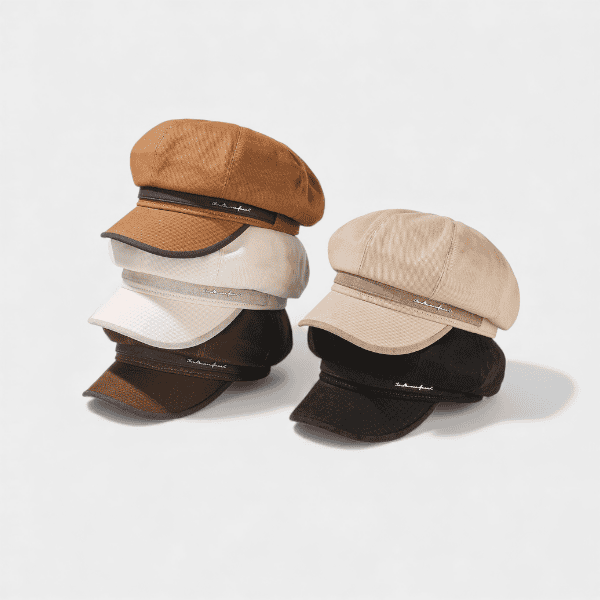 High-grade Solid Color Layering All Cotton Octagonal Cap Women's Light Luxury Japanese Style Casual Beret South Korea Painter Hat