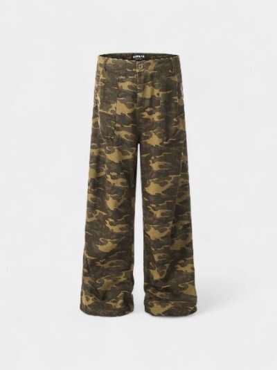 OREETA American style big pocket pure cotton camouflage overalls men's pants foot button adjustment fashion brand casual camouflage pants