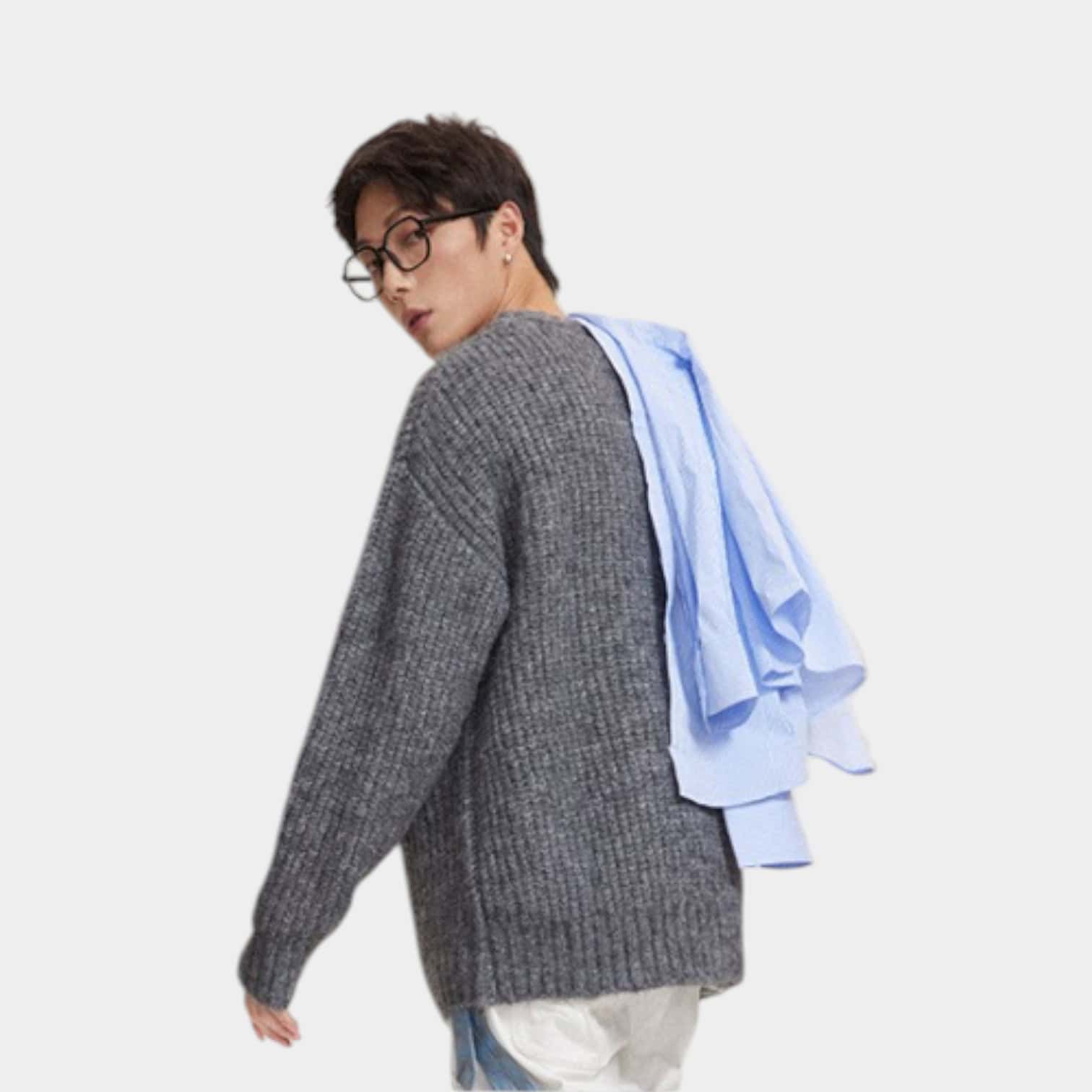 Herren Oversized Langarm Strickpullover – Bild 6