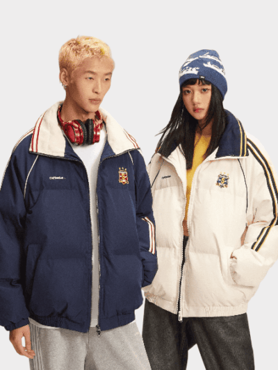 CATTEE National Fashion American Color Matching Striped Cotton-padded Coat Cotton-padded Coat for Men and Women Autumn and Winter Couple Thickened All-match Bread Coat