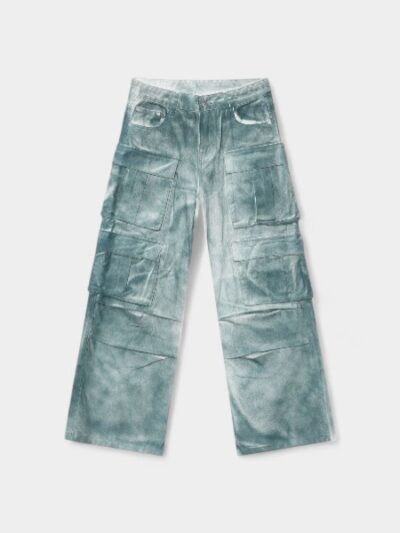 Nirben Denim | American High Street Multi-Pocket Ink Tie-Dye Fit Jeans Men's Loose Straight Leg Pants