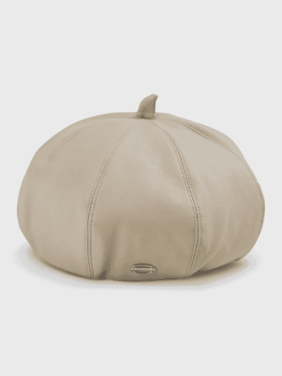 High-grade sense PU octagonal cap women's autumn and winter new beret designer niche retro solid color leather bud hat