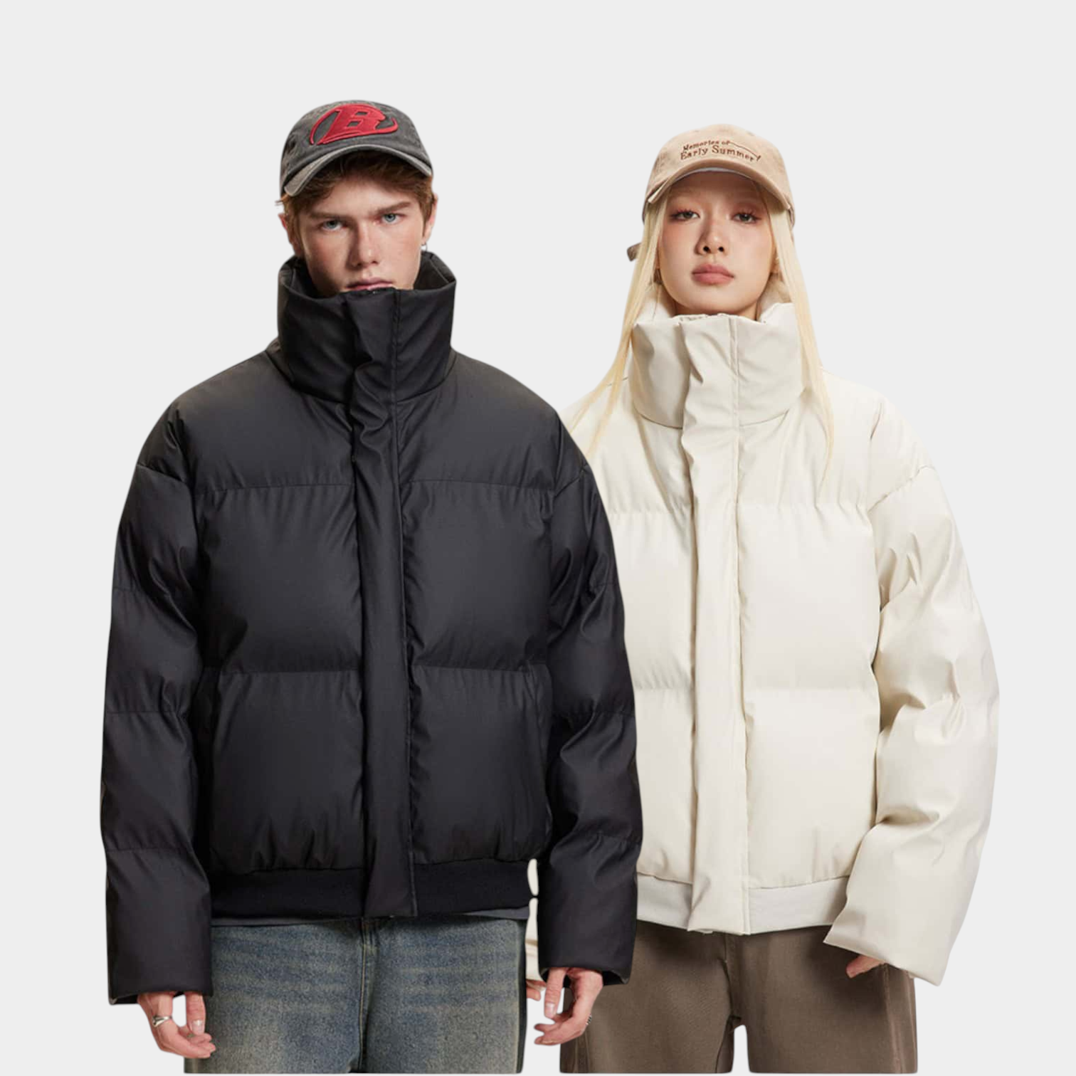 Unisex Oversized Langarm Puffer Jacke