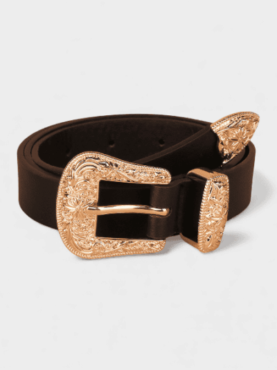 SOURCE Factory new Western buckle carved double buckle belt artistic retro ins women's cross-border direct sales in stock belt