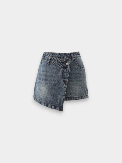 Orange Silk Women's Clothing # Irregular Skirt for Women Summer American Retro Sexy A-Line Hip-Covering Fake Two-Piece Denim Skirt