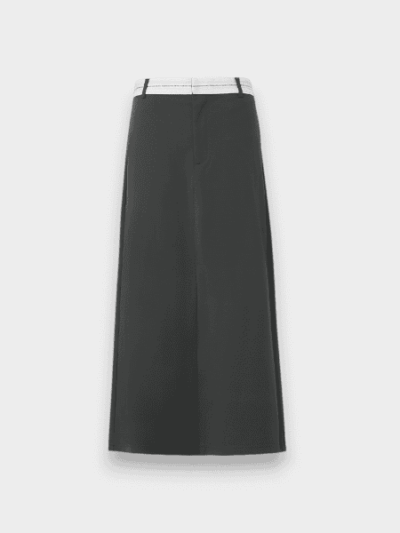 Orange Silk Women's Clothing # Gray Suit Skirt Women's New American Style High Waist Slit Straight Hip-Covering A-Line Mid-Length Skirt