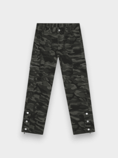 Nirben Denim | High Street Retro Buckle Camouflage Crane Jeans Men's Street Loose Straight Wide Leg Pants Tide