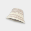 Autumn and Winter Warm Fisherman Hat Women's Japanese Style Contrast Color Striped Bucket Hat Thickened Knitted Basin Hat Korean Style Simple Fluffy Hat