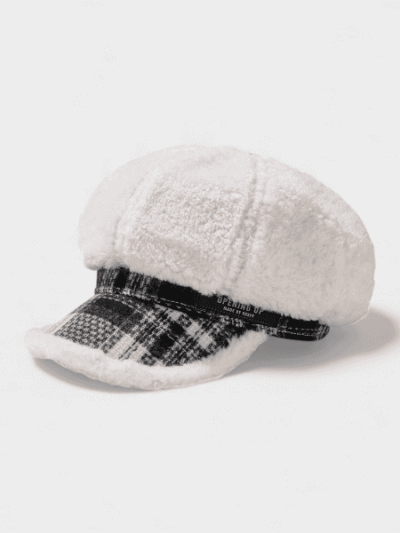 Mini Yang with plush octagonal cap South Korea girls autumn and winter warm beret big head suitable for face small newsboy cap