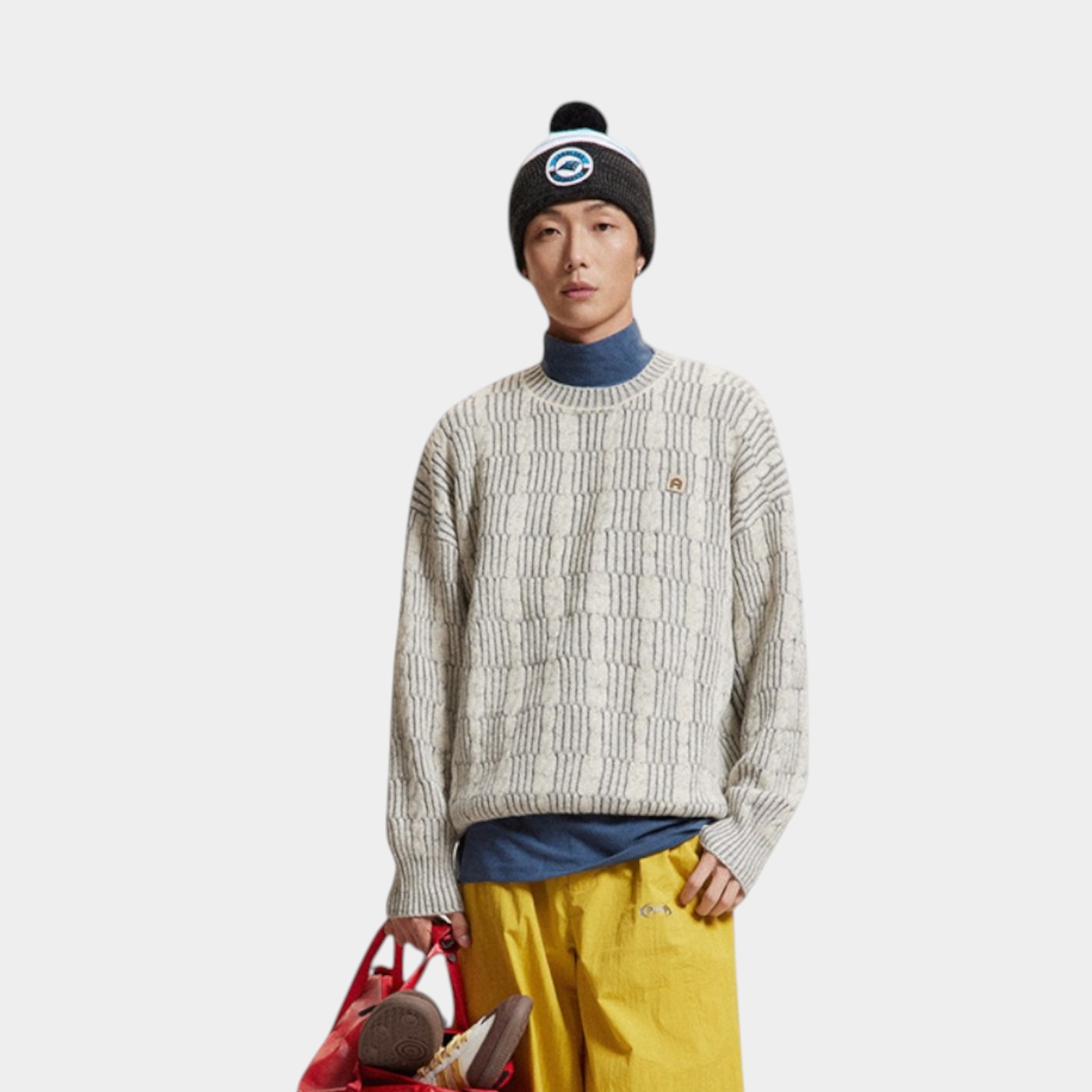 Herren Oversized Langarm Strickpullover – Bild 5