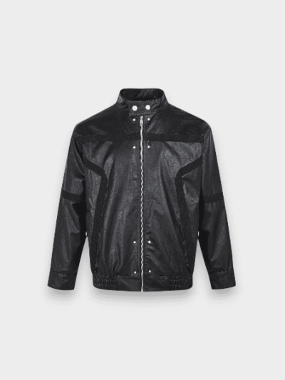 MADEEXTREME American Style Retro Stand Collar Bike Suit PU Leather Jacket Niche Design Sense Lapel Jacket Trendy