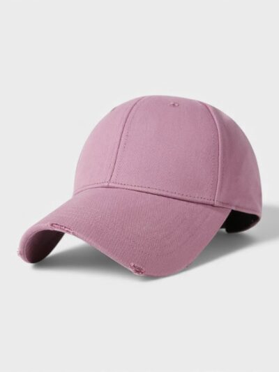 Spring and Summer new pure cotton baseball cap women's fashion ripped peaked cap outdoor leisure hat large size men's hard top hat