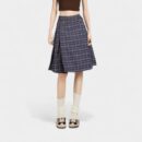 Orange Silk Women's Clothing # Korean Preppy Style Retro Plaid Skirt Women's Summer Pleated Skirt A-Line Blue Plaid Skirt