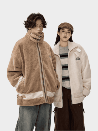 Unisex Oversized Fleecejacke mit langen Ärmeln