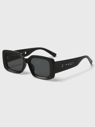 Metal hinge tooth rectangular mid-frame sunglasses men's 2024 new European and American hollow letter leg glasses