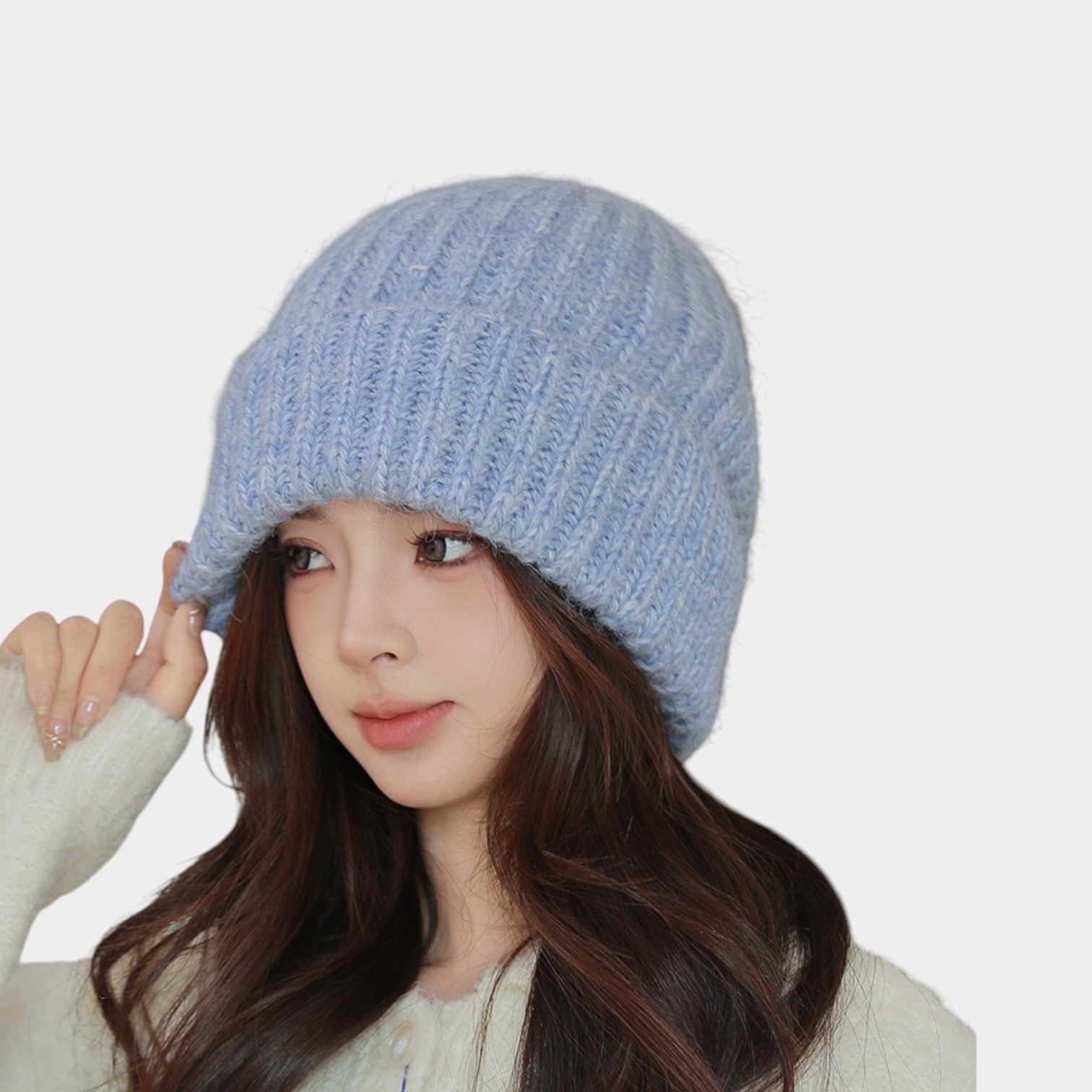 Little Red Book recommend extended version face-looking small thick knitted pile hat female autumn and winter ear protection Korean fashion wool hat