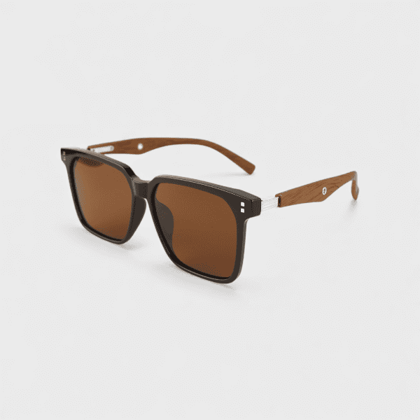Square Sunglasses Men's Polarized Anti-UV Sunglasses Wood-grain Legs Personalized Trendy Sunshade Glasses Fashion All-match