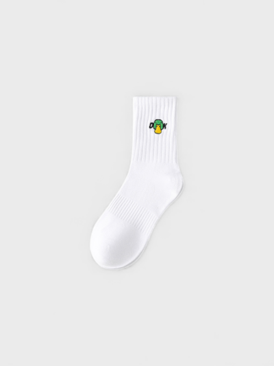 Socks Men's Pure Cotton Mid-barrel Sports Socks Autumn and Winter Fashionable Embroidered Spring and Autumn Running Anti-beriberi Deodorant Socks