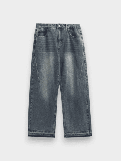 INF men's clothing | Frayed washed wide-leg jeans 2024 spring and summer new fashion brand street loose men's straight pants