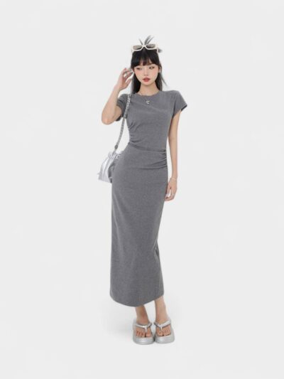 Damen Slim Fit Kurzarmkleid