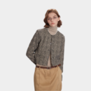 Damen Mantel mit Fischgrätenmuster und langen Ärmeln