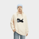 Damen Fleece Pullover mit Animal-Print und langen Ärmeln