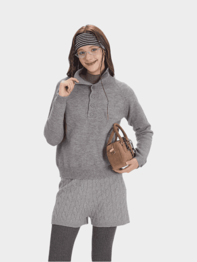 Damen Strickpullover mit langen Ärmeln und normaler Passform
