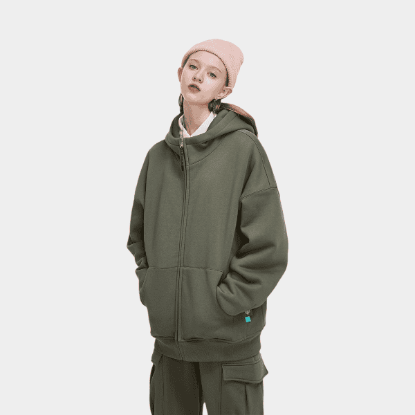 Unisex Übergroße Jacke mit langem Ärmeln und Reißverschluss – Bild 3