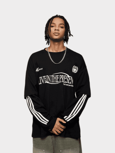 Unisex T-Shirt mit Textdruck und langen Ärmeln