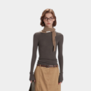 Damen Slim Fit Langarm T-Shirt