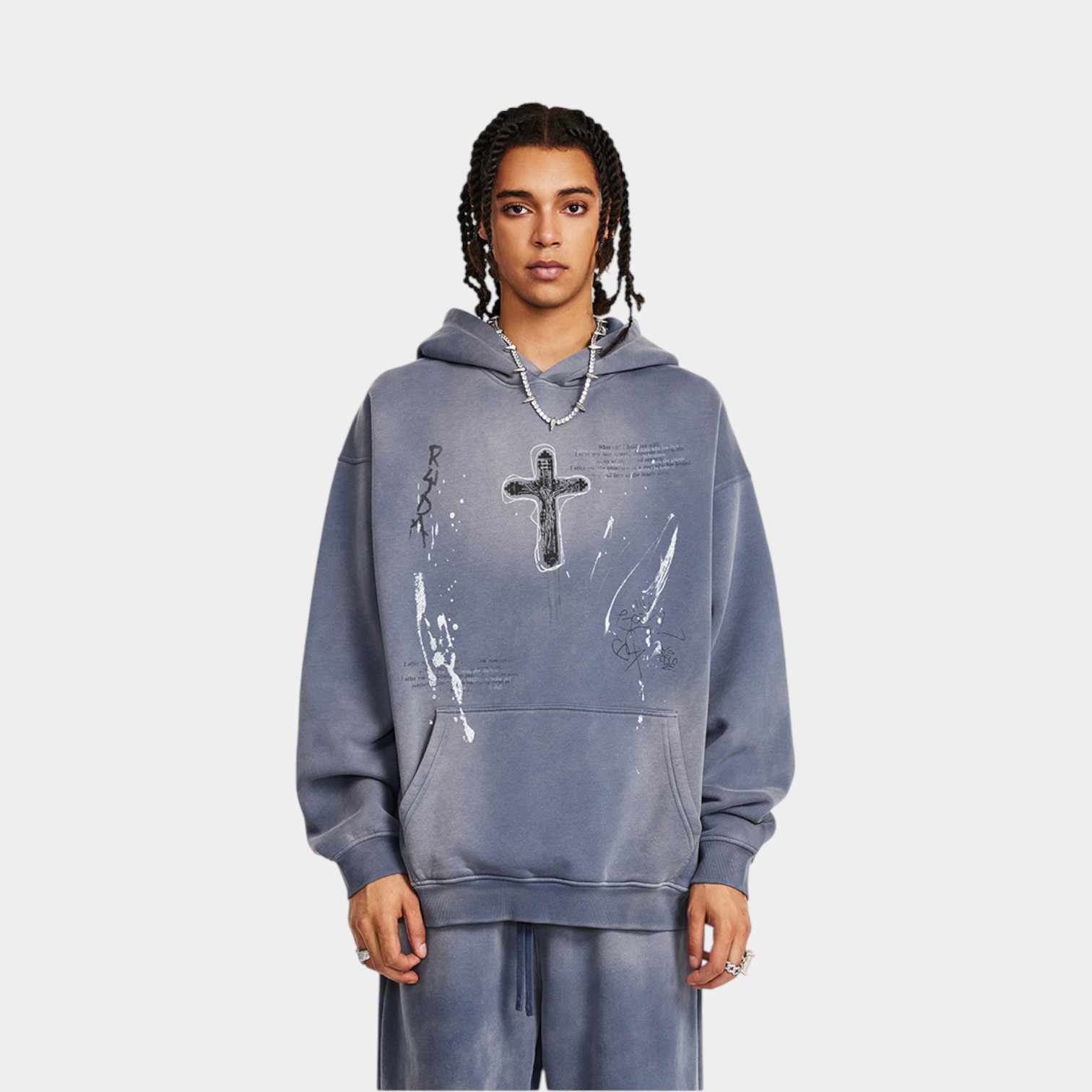 Herren Hoodie mit künstlerischem Druck und langen Ärmeln