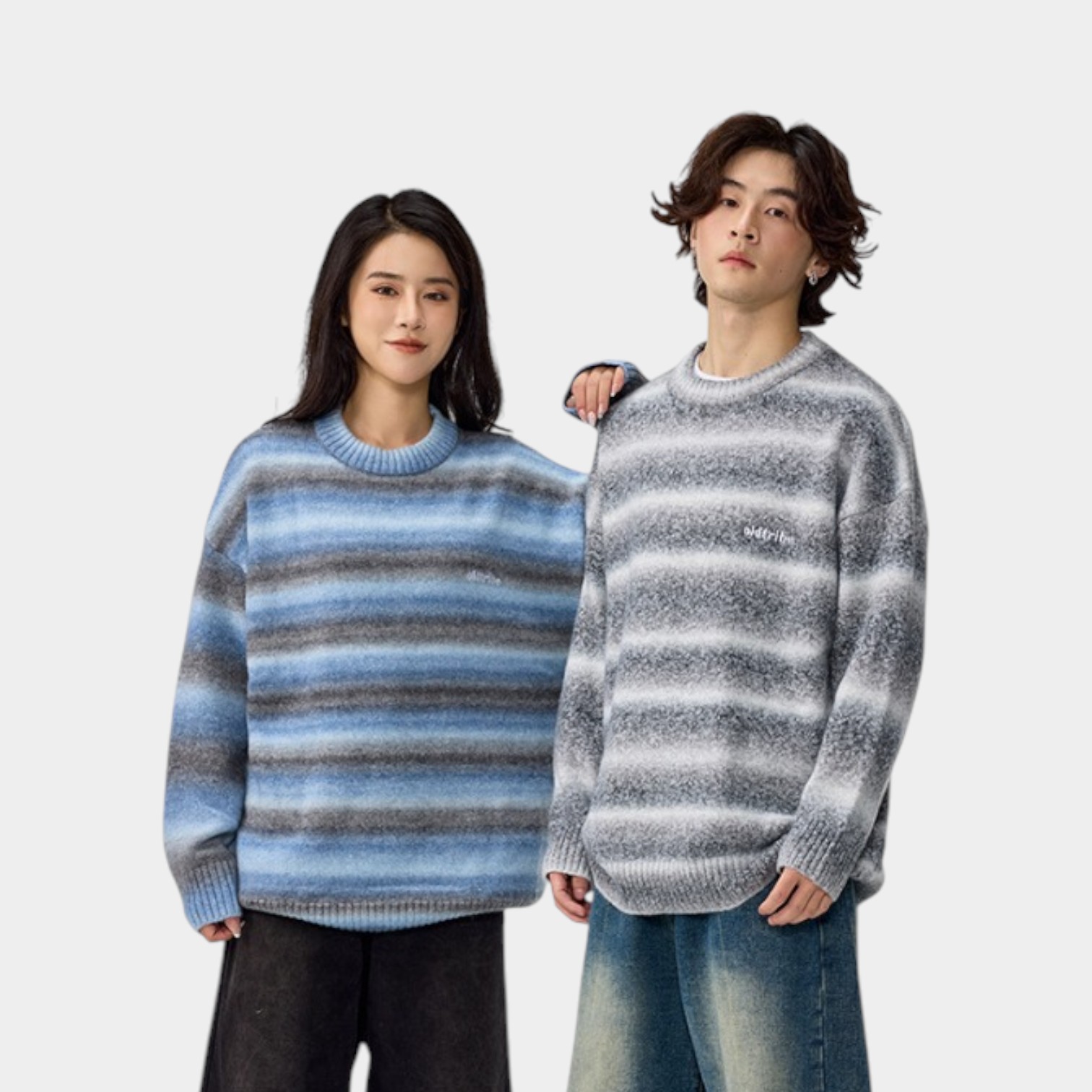 Unisex Strickpullover mit Textdruck und langen Ärmeln