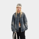 Damen Oversized Jeansjacke mit langen Ärmeln