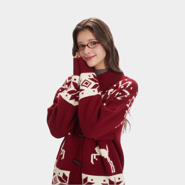 Damen Strickpullover mit Tiermuster und langen Ärmeln – Bild 4