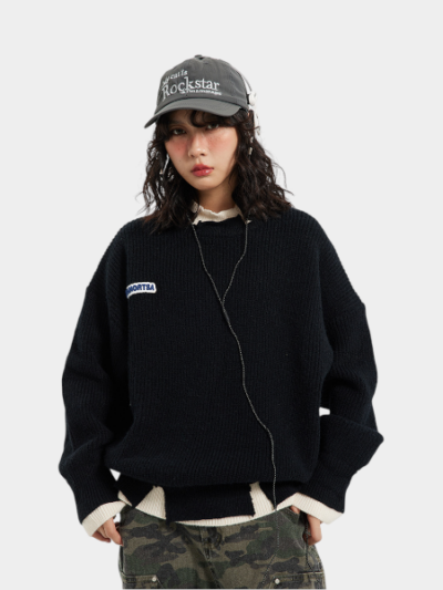 Damen Oversize Strickpullover mit langen Ärmeln