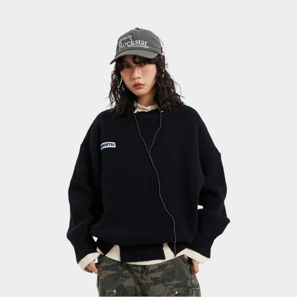 Damen Oversize Strickpullover mit langen Ärmeln