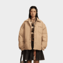 Damen Oversized Lange Ärmel Puffer Jacke