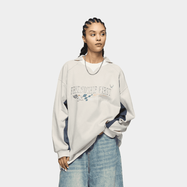 Unisex Sweatshirt mit Textdruck und langen Ärmeln