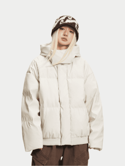 Damen Oversized Lange Ärmel Puffer Jacke