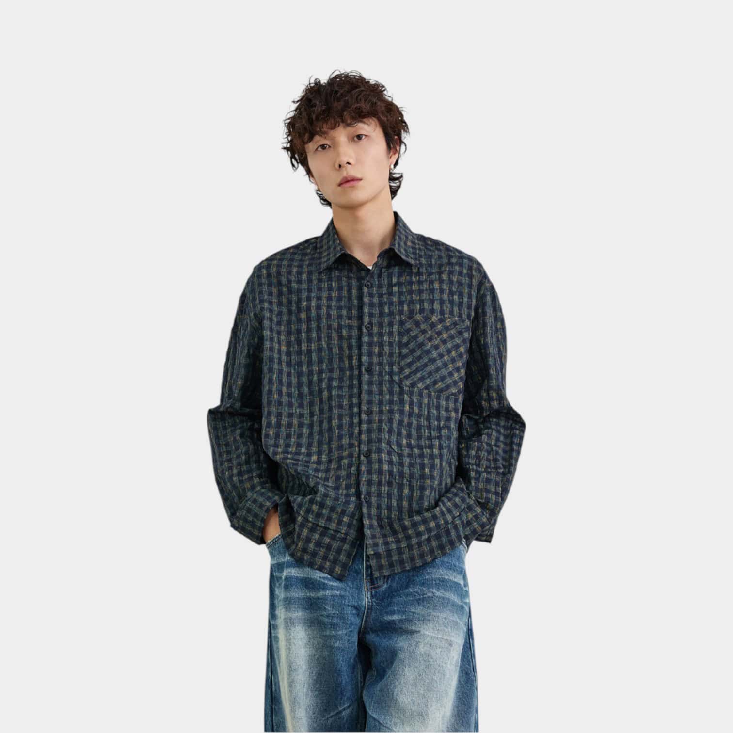 Herren Hemd mit Karomuster, lange Ärmel, Freizeit