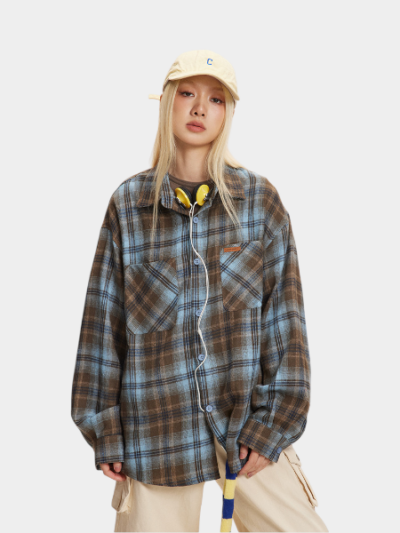 Damen Langarm Freizeithemd mit Karomuster