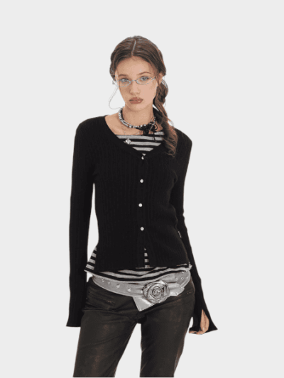 Damen Slim Fit Langarm Strickpullover