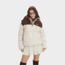 Damen Pufferjacke mit Textdruck und langen Ärmeln