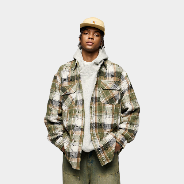 Unisex Hemd mit Karomuster, langen Ärmeln und lässigem Schnitt