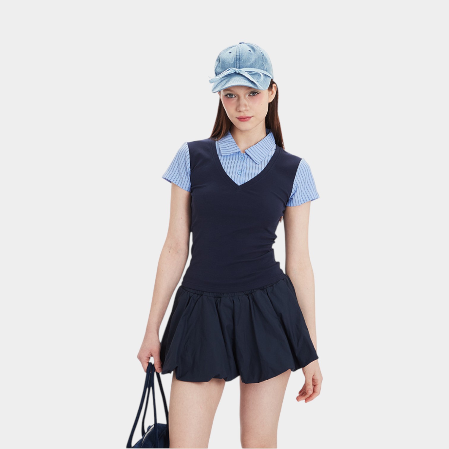 Damen Gestreiftes Muster Kurzarm Freizeitshirt