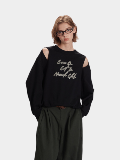 Damen Sweatshirt mit Textdruck und langen Ärmeln