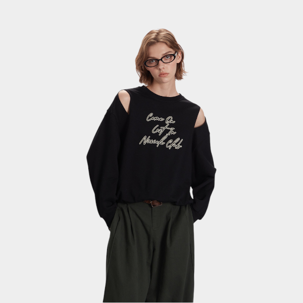 Damen Sweatshirt mit Textdruck und langen Ärmeln