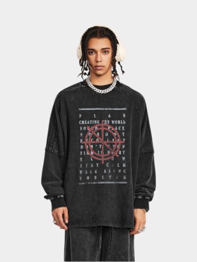 Men's Text print Long sleeves T-Shirt