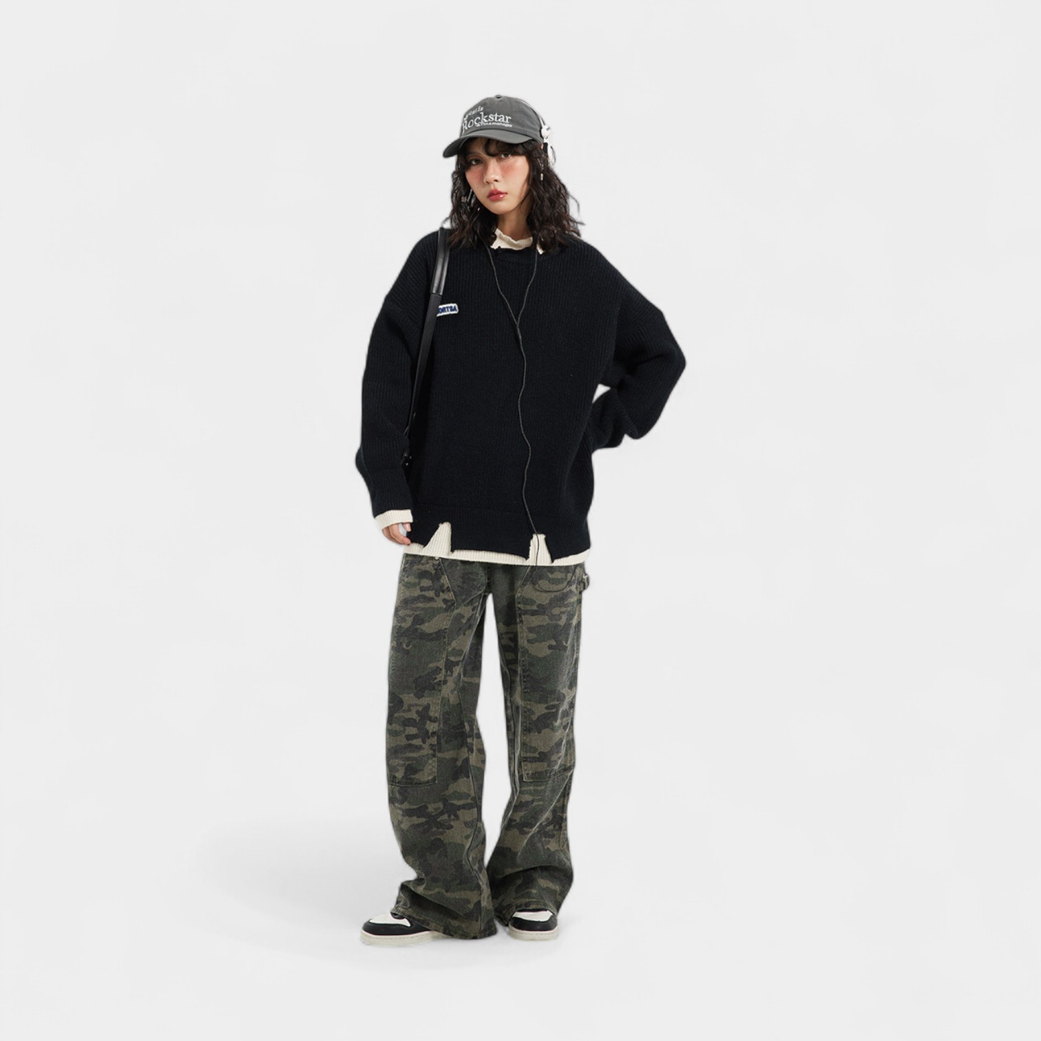 Damen Oversize Strickpullover mit langen Ärmeln – Bild 2